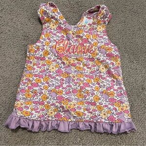 Monogrammed “Claire” top/dress, Jellybean brand, 9 month. Floral.